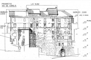  Progetto di ristrutturazione a ricettività turistica del Palazzo Carboni. Fronte su via A. De Carolis, tavola di progetto