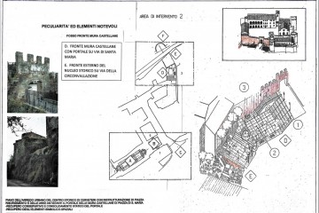 Progetto dell'arredo urbano a lato di via s. Maria, area a ridosso delle mura castellane 1989. 